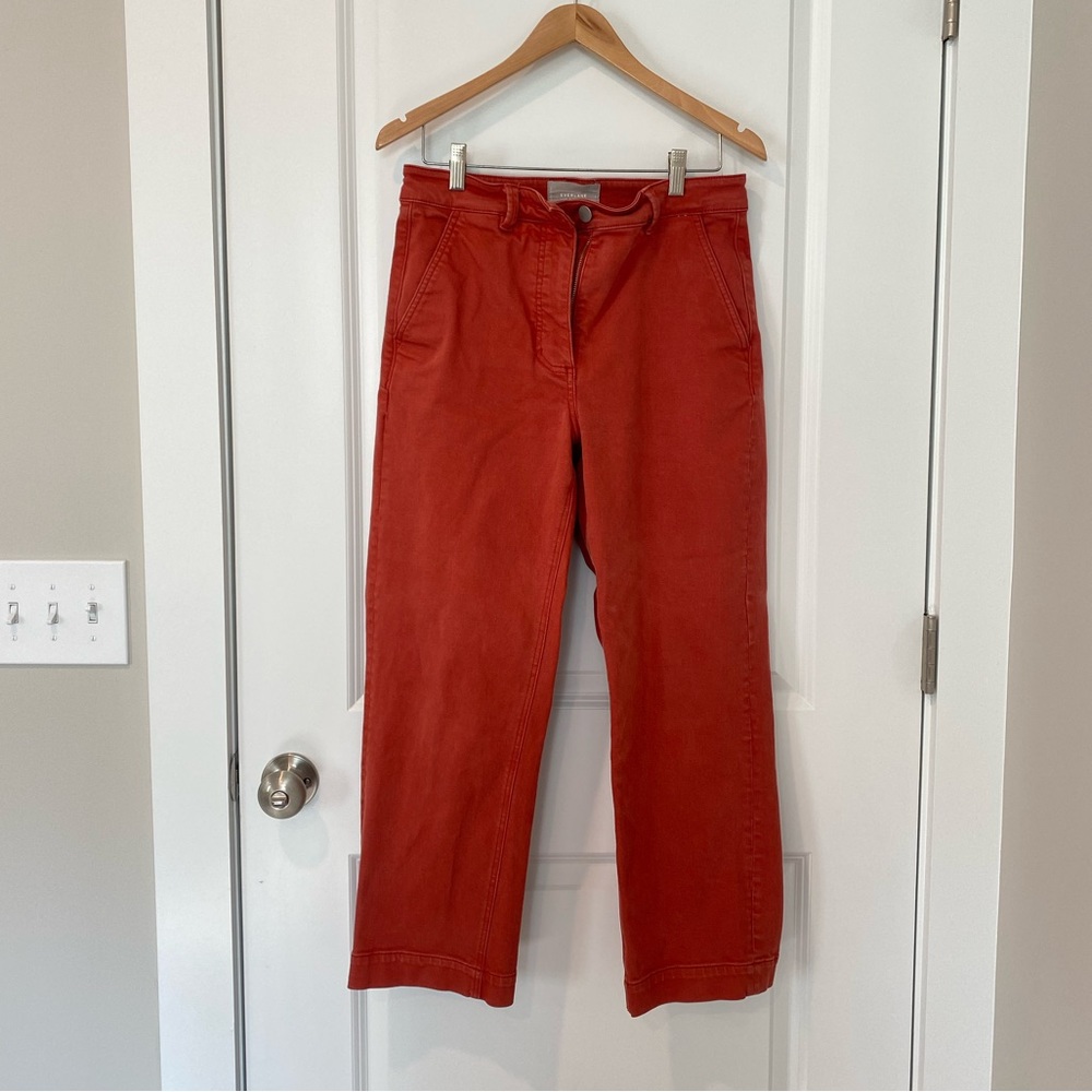 Everlane Straight Leg Cropped Pants size 8 Orange Red